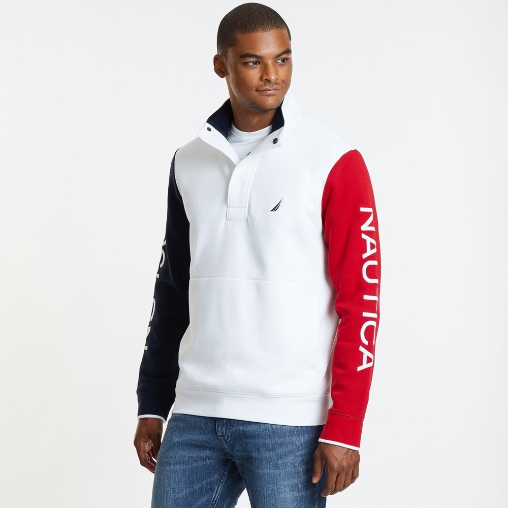 NAUTICA Colorblock Heritage Mock-Neck Active Pullover